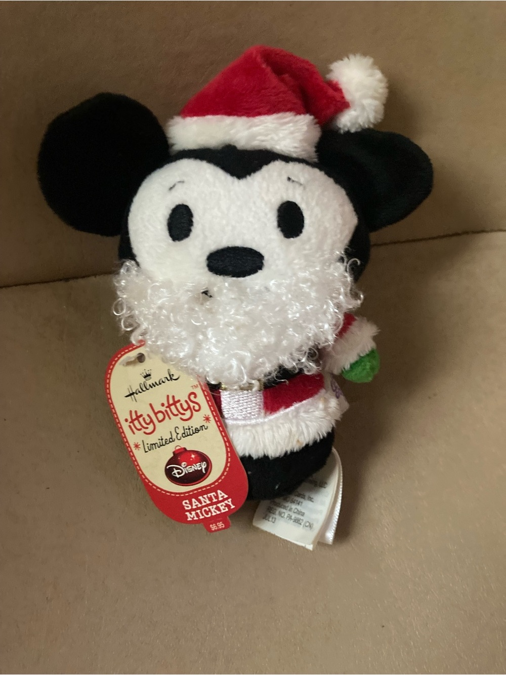 Hallmark for Disney Itty Bittys Santa Mickey Plush Approximately 5” tall